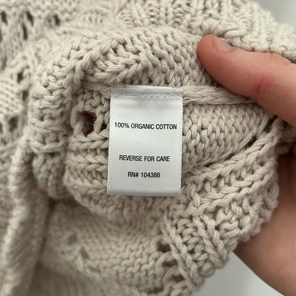 Garnet Hill | Organic Cotton Modest Cropped Crochet Knit Sweater - Picture 5 of 13